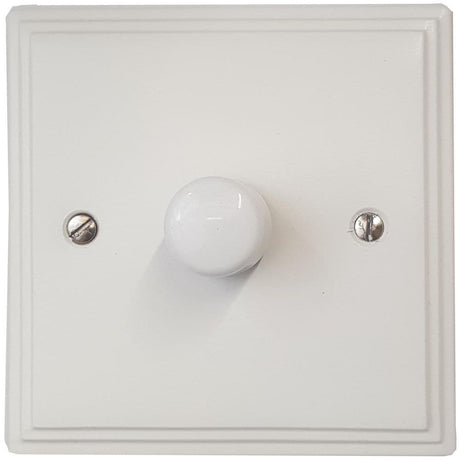 VW11-W Victorian Plate Matt White 1 Gang 1 or 2 Way 400W Halogen Dimmer Switch