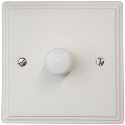 VW11-W Victorian Plate Matt White 1 Gang 1 or 2 Way 400W Halogen Dimmer Switch