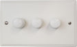 VW13-W Victorian Plate Matt White 3 Gang 1 or 2 Way 400W Halogen Dimmer Switch