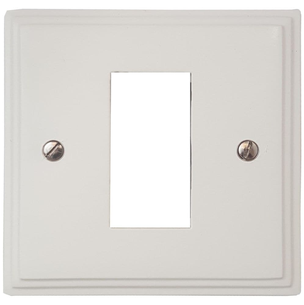 VW161 Victorian Plate Matt White 1 Gang 1 Euro Module Plate
