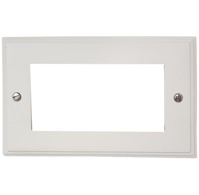 VW164 Victorian Plate Matt White 2 Gang 4 Euro Module Plate