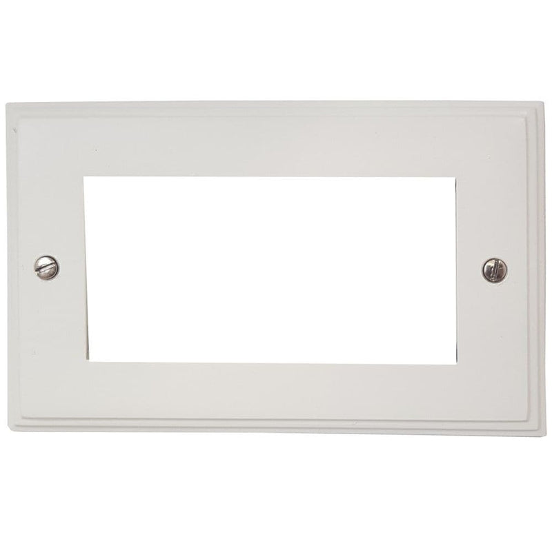 VW164 Victorian Plate Matt White 2 Gang 4 Euro Module Plate