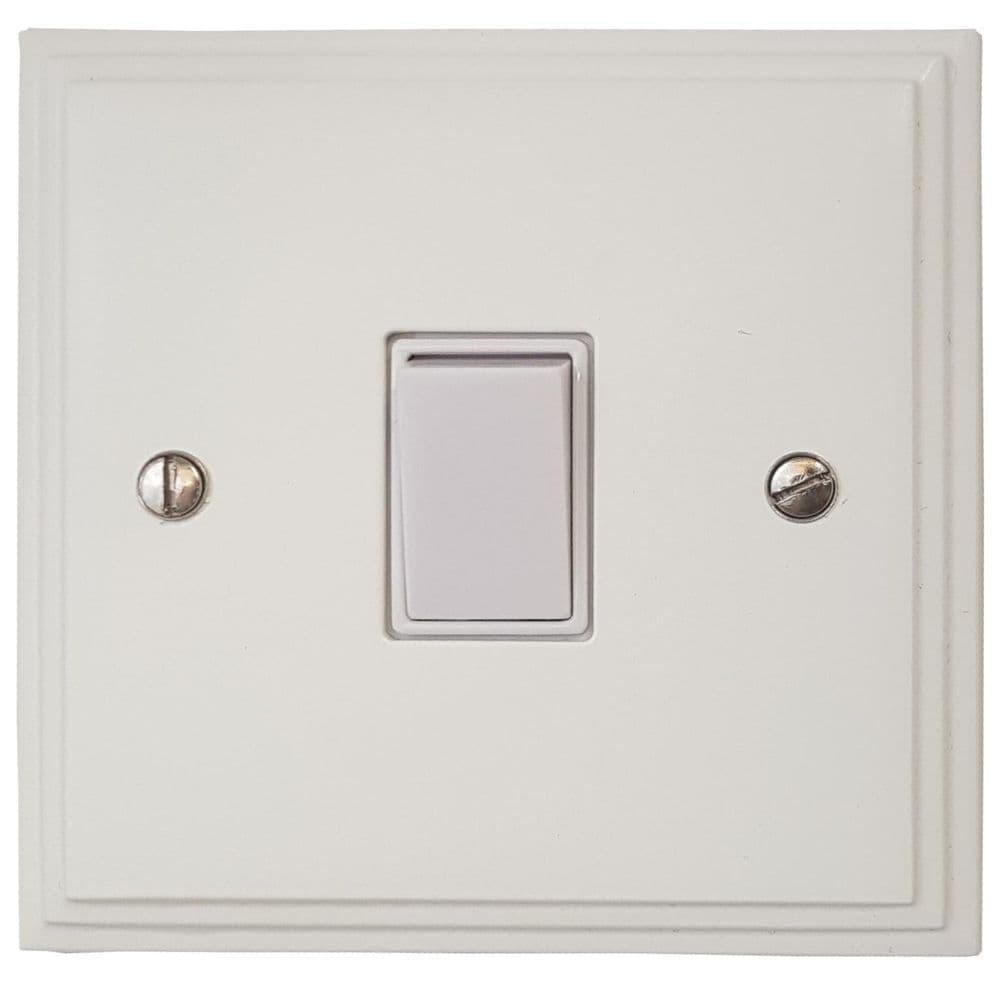 VW1W Victorian Plate Matt White 1 Gang 1 or 2 Way Rocker Light Switch