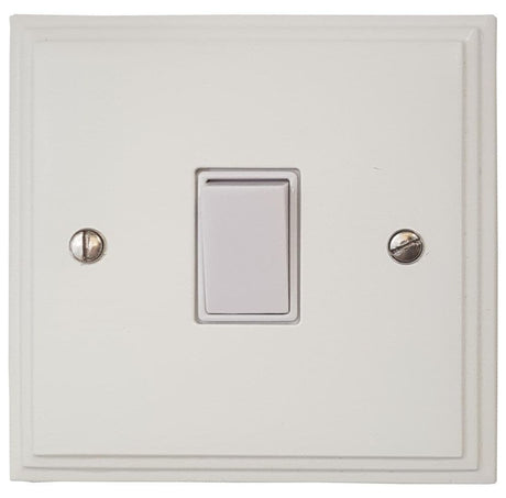 VW1W Victorian Plate Matt White 1 Gang 1 or 2 Way Rocker Light Switch