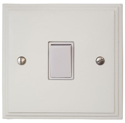 VW1W Victorian Plate Matt White 1 Gang 1 or 2 Way Rocker Light Switch