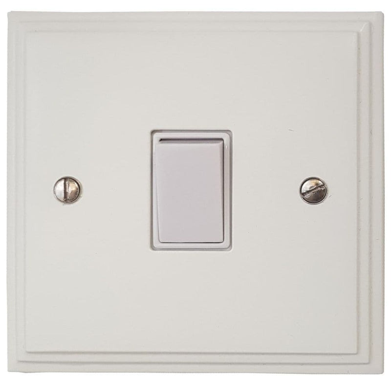 VW1W Victorian Plate Matt White 1 Gang 1 or 2 Way Rocker Light Switch