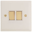 VW202-PB Victorian Plate Matt White 2 Gang 1 or 2 Way Rocker Light Switch