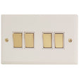 VW204-PB Victorian Plate Matt White 4 Gang 1 or 2 Way Rocker Light Switch