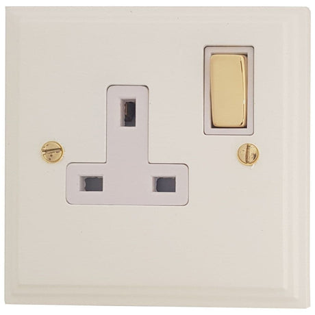 VW209-PB Victorian Plate Matt White 1 Gang Single 13A Switched Plug Socket