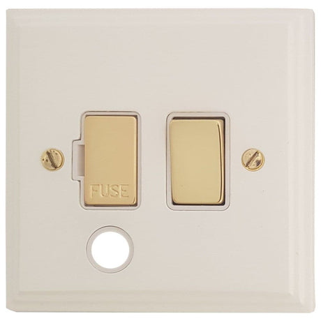 VW256-PB Victorian Plate Matt White 1 Gang Fused Spur 13A Switched & Flex Outlet