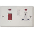 VW29W Victorian Plate Matt White 45 Amp DP Cooker Switch & 13A Switched Socket