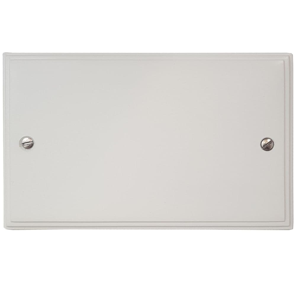VW32 Victorian Plate Matt White 2 Gang Double Blank Plate