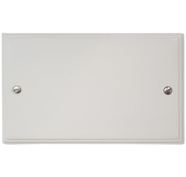 VW32 Victorian Plate Matt White 2 Gang Double Blank Plate