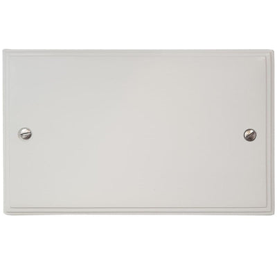 VW32 Victorian Plate Matt White 2 Gang Double Blank Plate