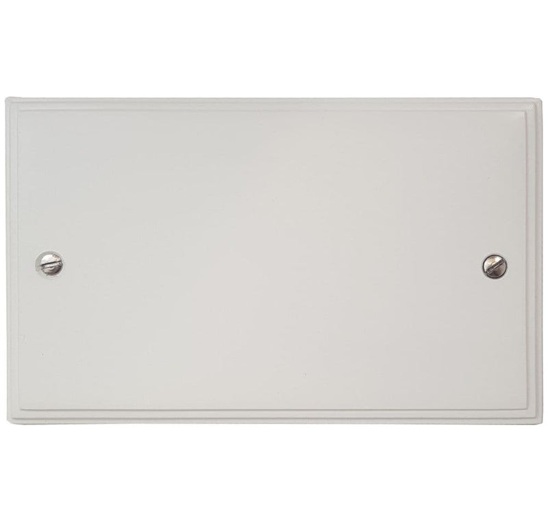 VW32 Victorian Plate Matt White 2 Gang Double Blank Plate