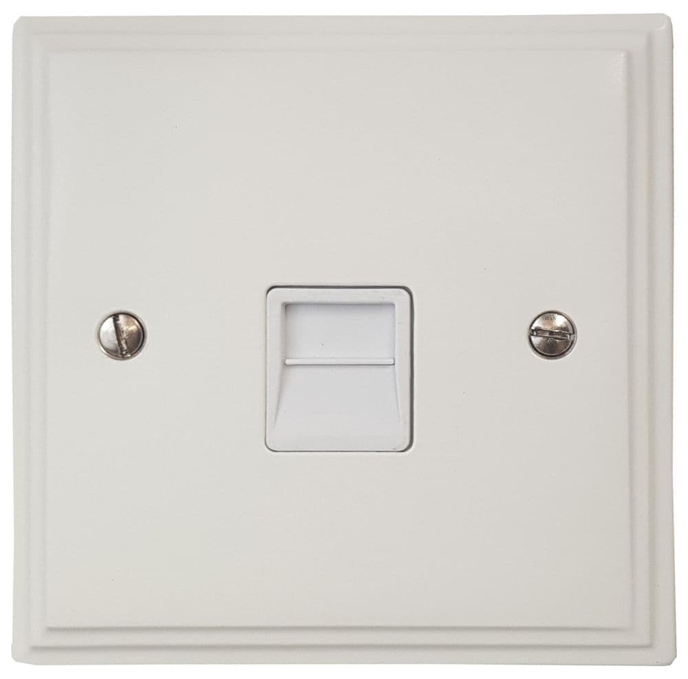 VW33W Victorian Plate Matt White 1 Gang Master BT Telephone Socket