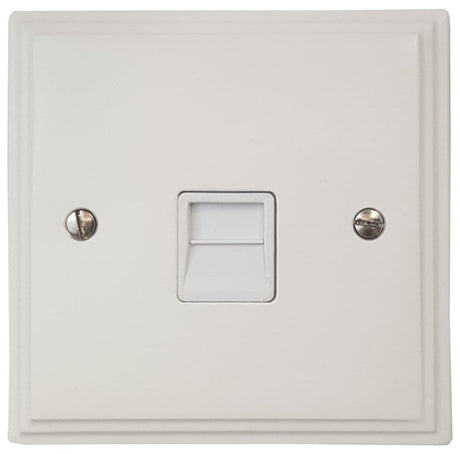 VW33W Victorian Plate Matt White 1 Gang Master BT Telephone Socket