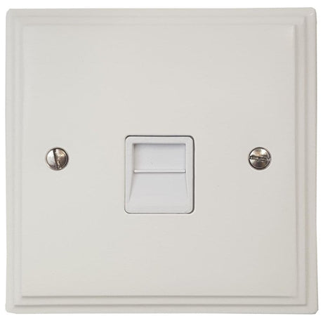 VW34W Victorian Plate Matt White 1 Gang Slave BT Telephone Socket