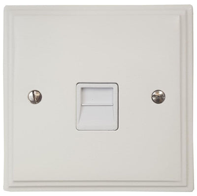 VW34W Victorian Plate Matt White 1 Gang Slave BT Telephone Socket