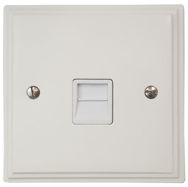 VW34W Victorian Plate Matt White 1 Gang Slave BT Telephone Socket