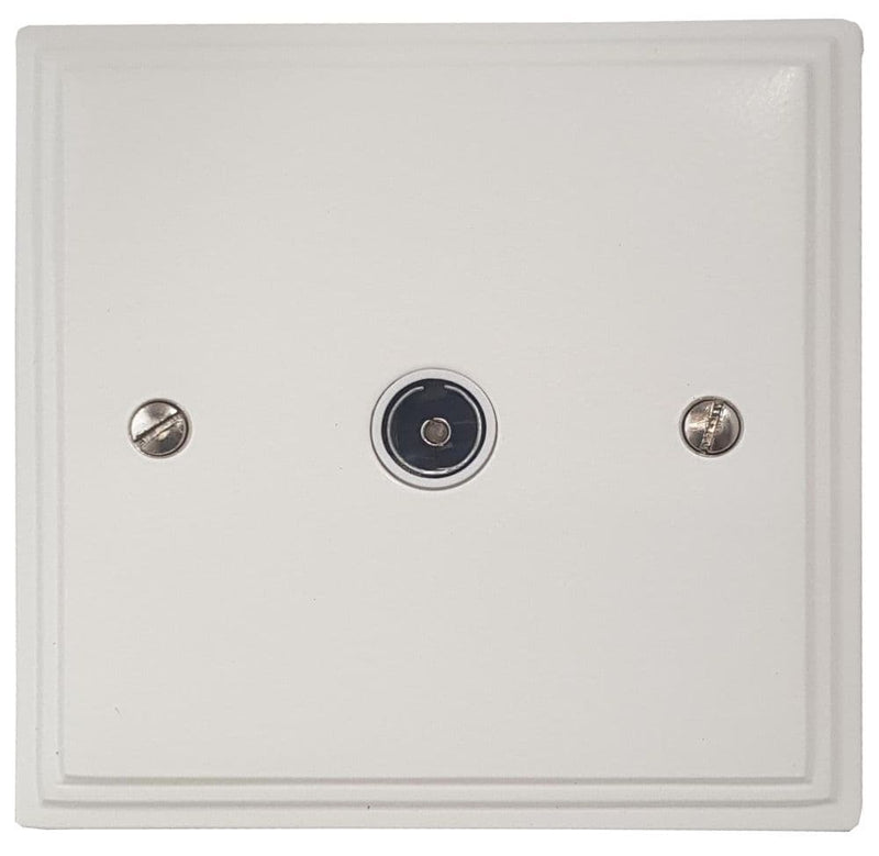 VW35W Victorian Plate Matt White 1 Gang TV Coax Socket Point