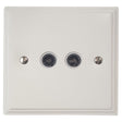 VW36W Victorian Plate Matt White 2 Gang TV Coax Socket Point