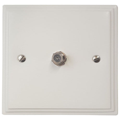VW37 Victorian Plate Matt White 1 Gang Single Satellite Point Socket