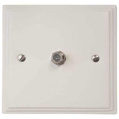 VW37 Victorian Plate Matt White 1 Gang Single Satellite Point Socket