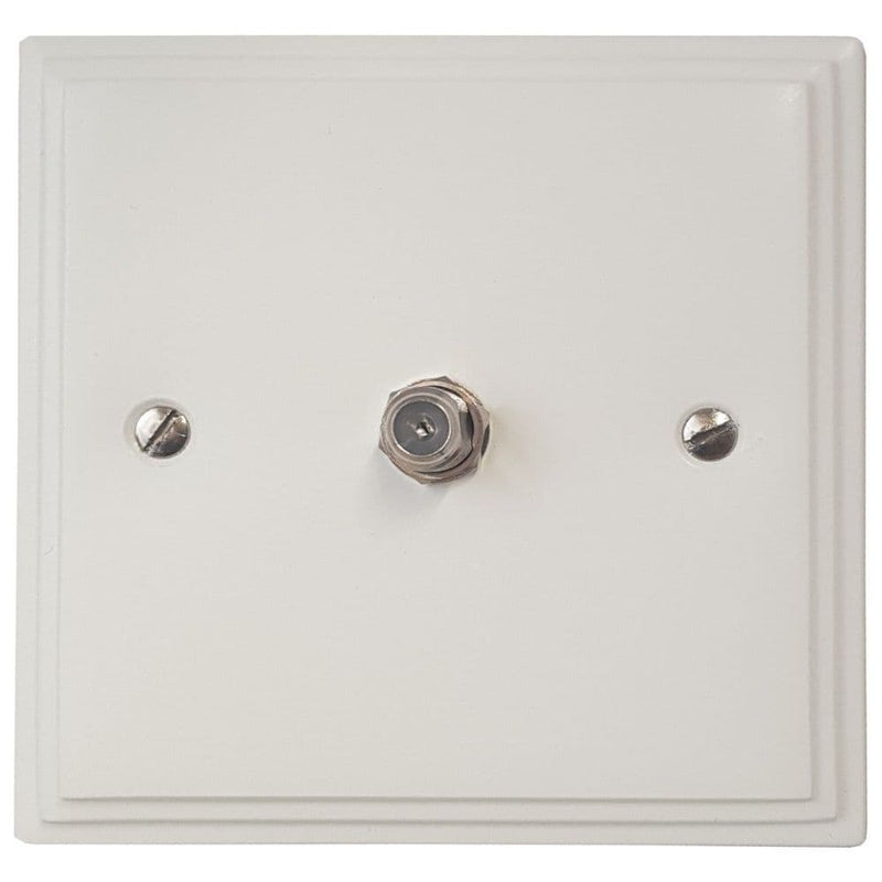 VW37 Victorian Plate Matt White 1 Gang Single Satellite Point Socket