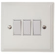 VW3W Victorian Plate Matt White 3 Gang 1 or 2 Way Rocker Light Switch