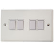 VW4W Victorian Plate Matt White 4 Gang 1 or 2 Way Rocker Light Switch