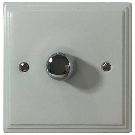VW511-PC Victorian Plate Matt White 1 Gang 1 or 2 Way V-Pro LED Dimmer Switch