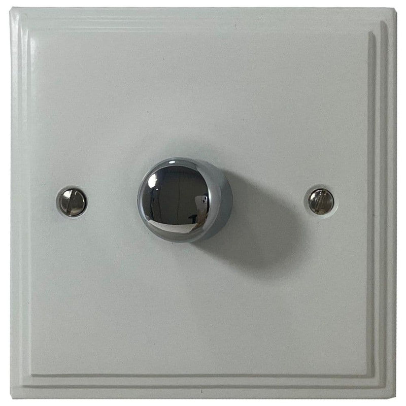 VW511-PC Victorian Plate Matt White 1 Gang 1 or 2 Way V-Pro LED Dimmer Switch