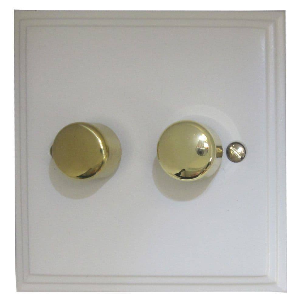 VW512-PB Victorian Plate Matt White 2 Gang 1 or 2 Way V-Pro LED Dimmer Switch