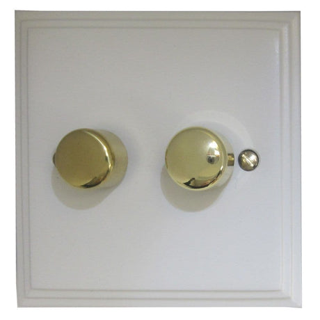 VW512-PB Victorian Plate Matt White 2 Gang 1 or 2 Way V-Pro LED Dimmer Switch