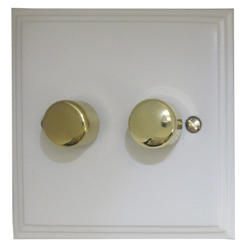 VW512-PB Victorian Plate Matt White 2 Gang 1 or 2 Way V-Pro LED Dimmer Switch