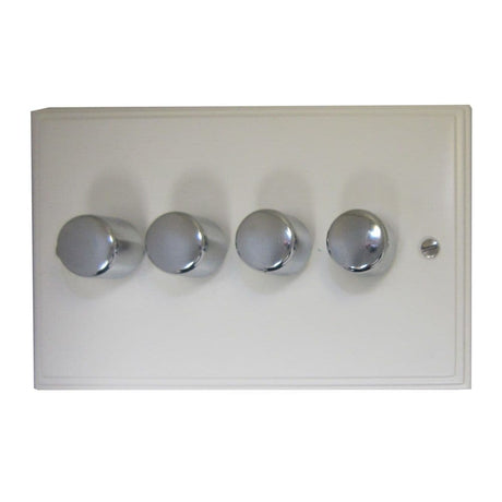 VW514-PC Victorian Plate Matt White 4 Gang 1 or 2 Way V-Pro LED Dimmer Switch
