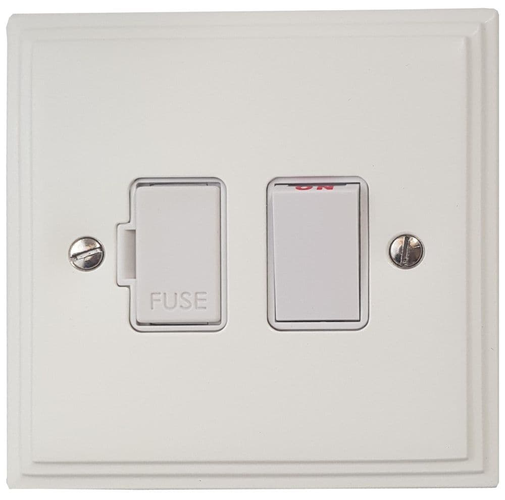 VW57W Victorian Plate Matt White 1 Gang Fused Spur 13A Switched