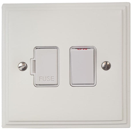 VW57W Victorian Plate Matt White 1 Gang Fused Spur 13A Switched