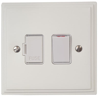 VW57W Victorian Plate Matt White 1 Gang Fused Spur 13A Switched