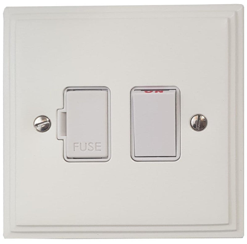 VW57W Victorian Plate Matt White 1 Gang Fused Spur 13A Switched