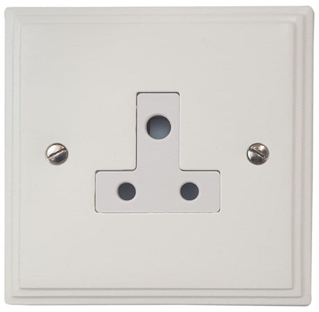 VW59W Victorian Plate Matt White 1 Gang Single 5 Amp Plug Socket