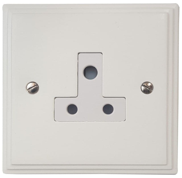 VW59W Victorian Plate Matt White 1 Gang Single 5 Amp Plug Socket