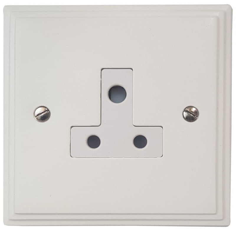 VW59W Victorian Plate Matt White 1 Gang Single 5 Amp Plug Socket