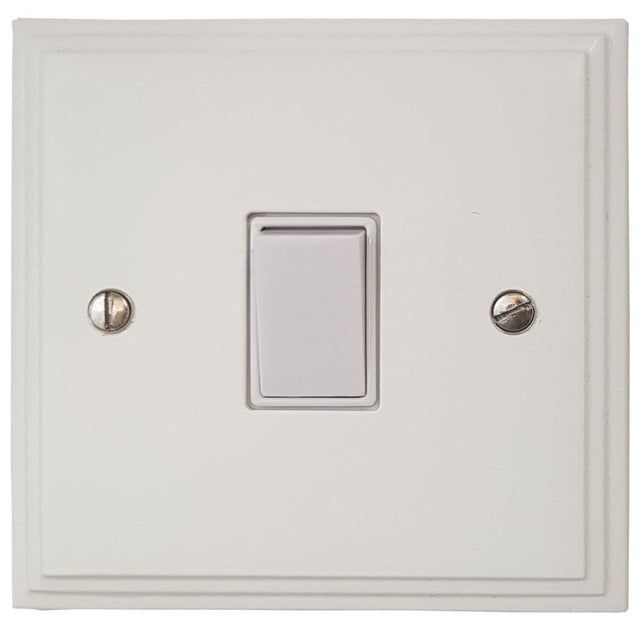 VW5W Victorian Plate Matt White 1 Gang Intermediate Rocker Light Switch
