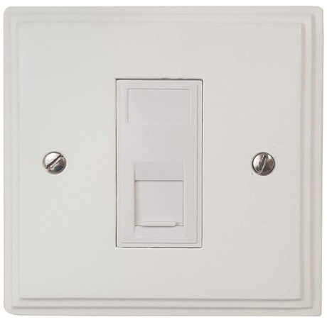 VW61W Victorian Plate Matt White 1 Gang RJ45 Cat5e Data Socket