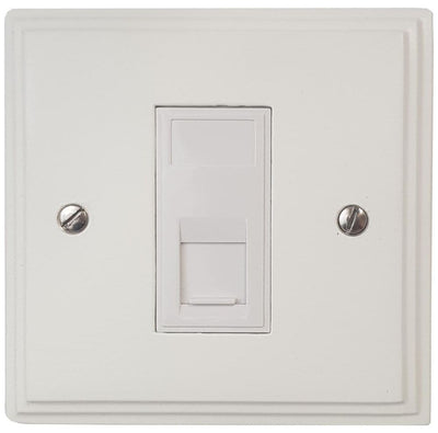 VW61W Victorian Plate Matt White 1 Gang RJ45 Cat5e Data Socket