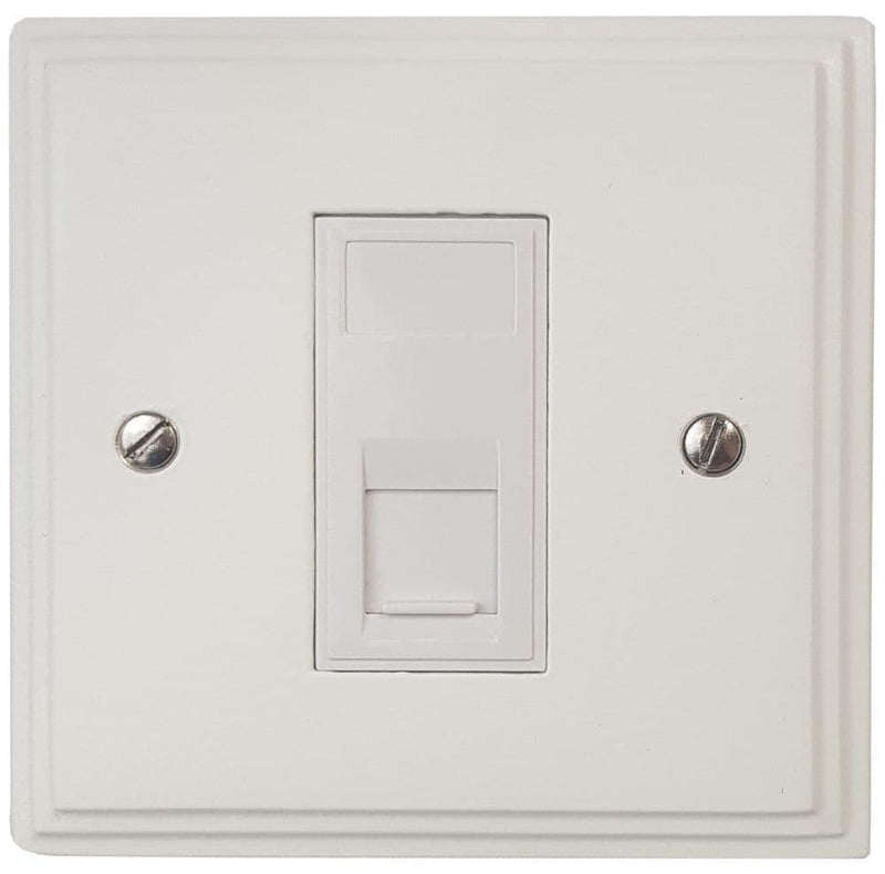 VW61W Victorian Plate Matt White 1 Gang RJ45 Cat5e Data Socket