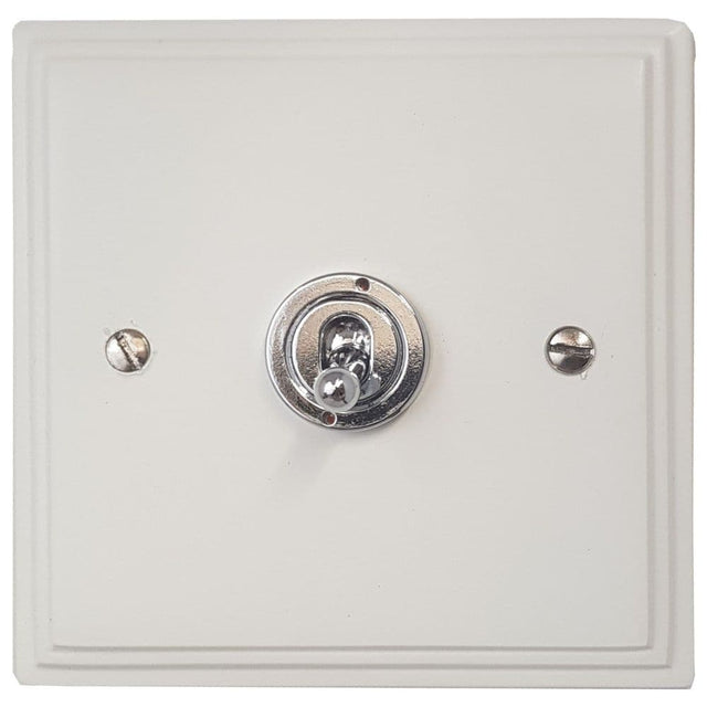 VW81A-PC Victorian Plate Matt White 1 Gang 2 Way Toggle Light Switch