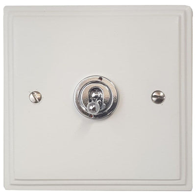 VW81A-PC Victorian Plate Matt White 1 Gang 2 Way Toggle Light Switch